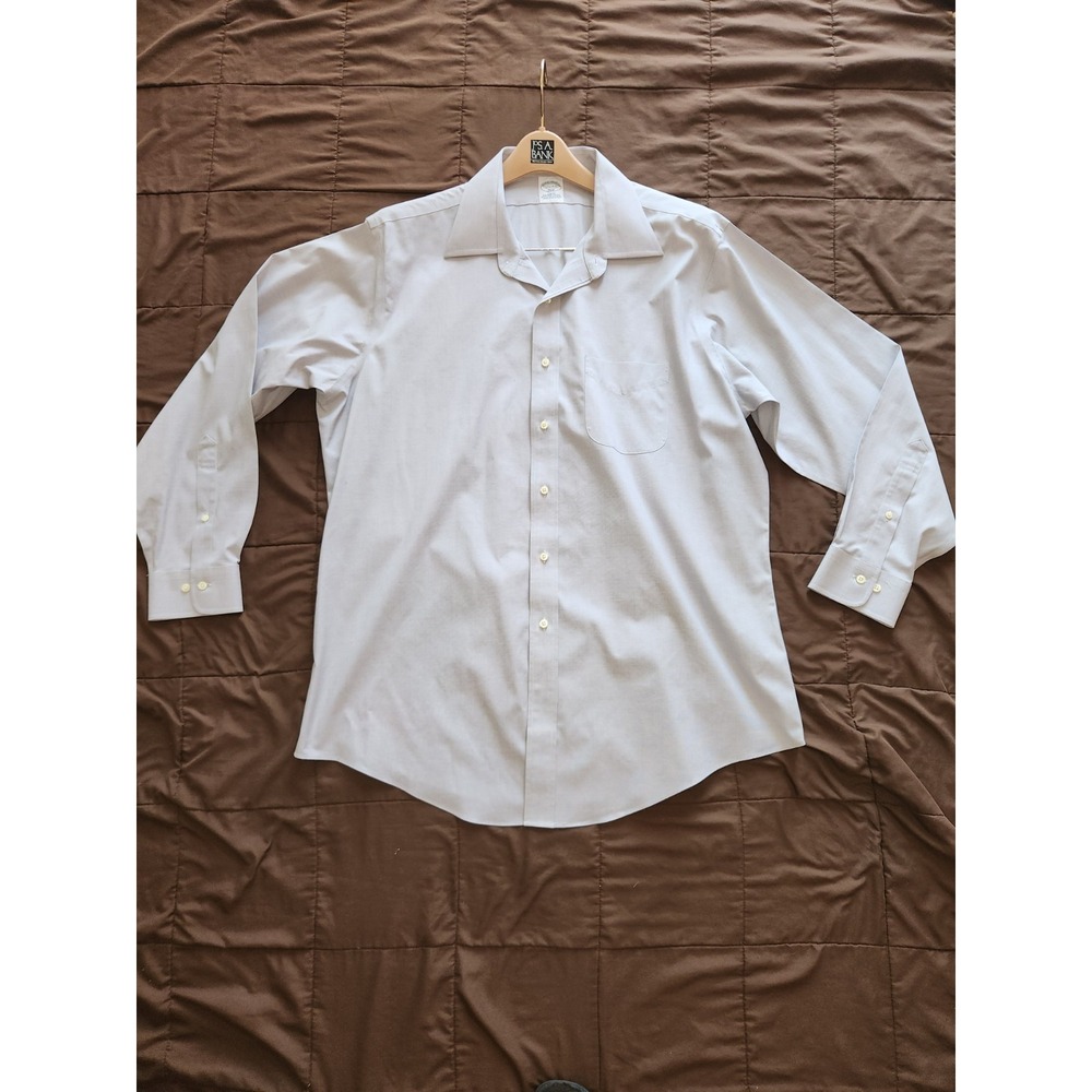 Brooks Brothers 346 Dress Shirt Men 17.5 34/35 Gray Slim Fit Non-Iron Stretch